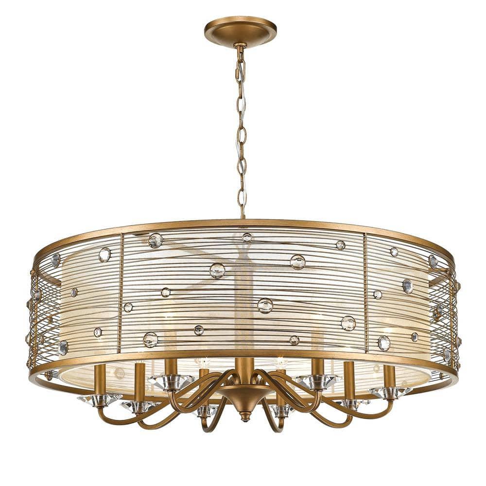 Golden Lighting Joia 8-Light Chandelier in Peruvian Gold with Sheer Filigree Mist