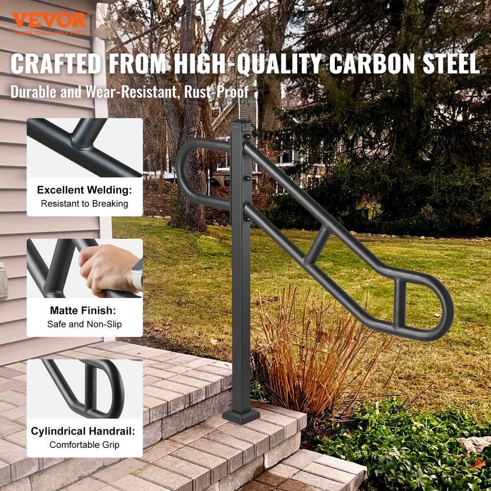 VEVOR VEVOR Single Post Handrail for Outdoor 1-3 Step 40.5" Stair Handrail Floor Mount