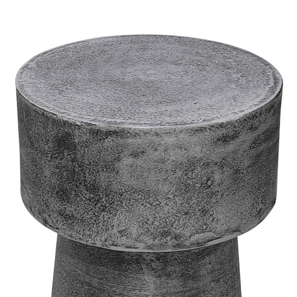 17 Stories Vintage Accent Side Table, 15.5 Inch Round, Antique Silver Cast Aluminum Drum Base