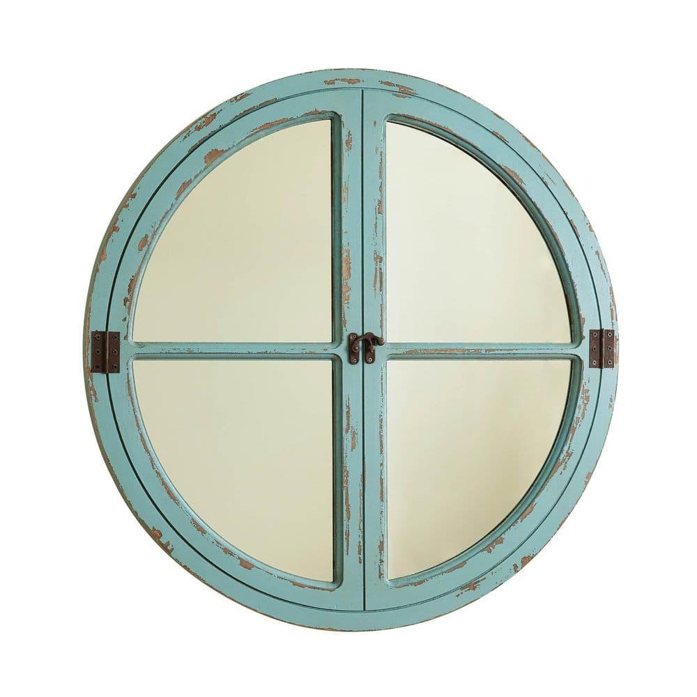 Park Designs Sea Green Round Window Wood Mirror 27.75"H
