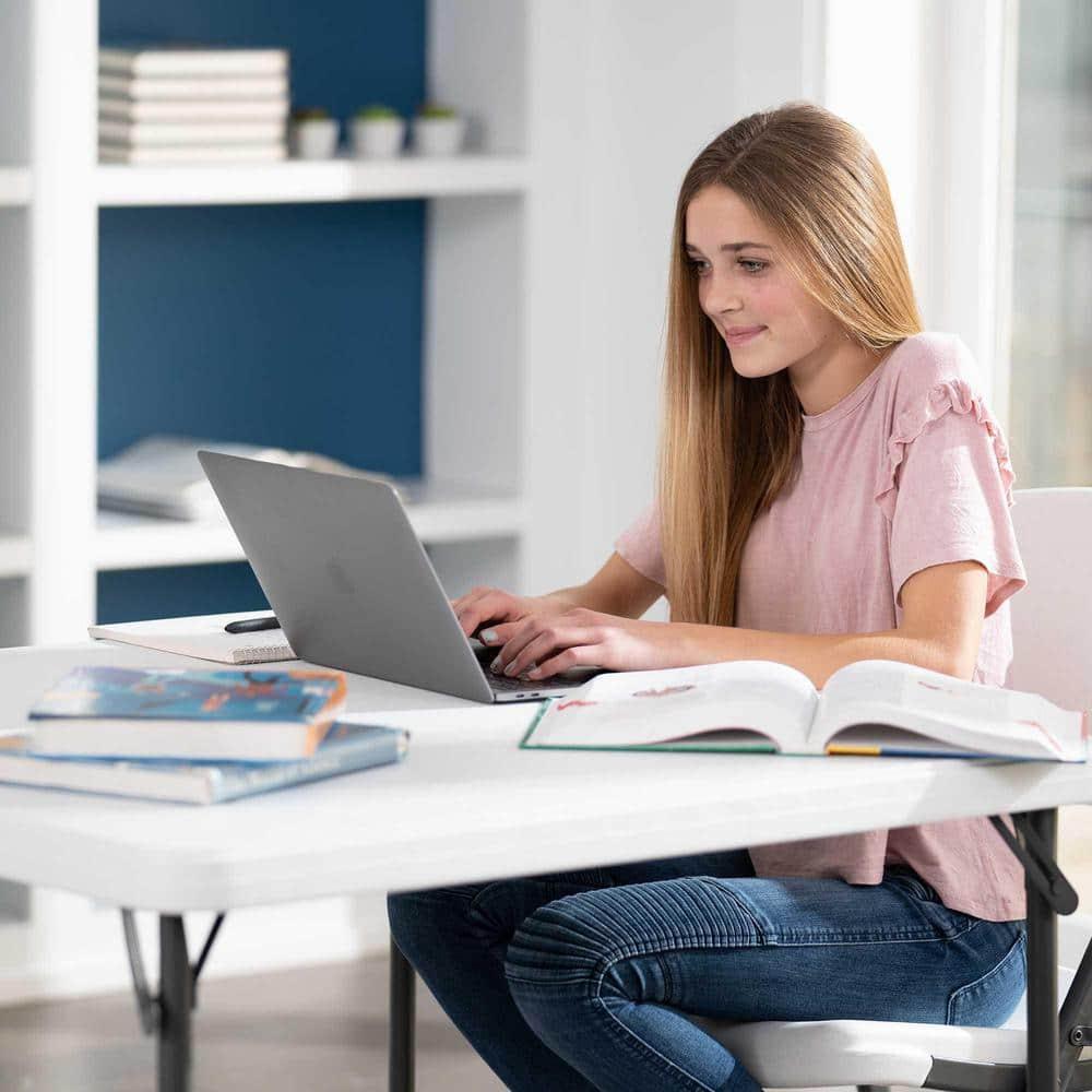 Lifetime 37 inch Square Folding Table, Indoor/Outdoor Commercial Grade, White Granite (80783)