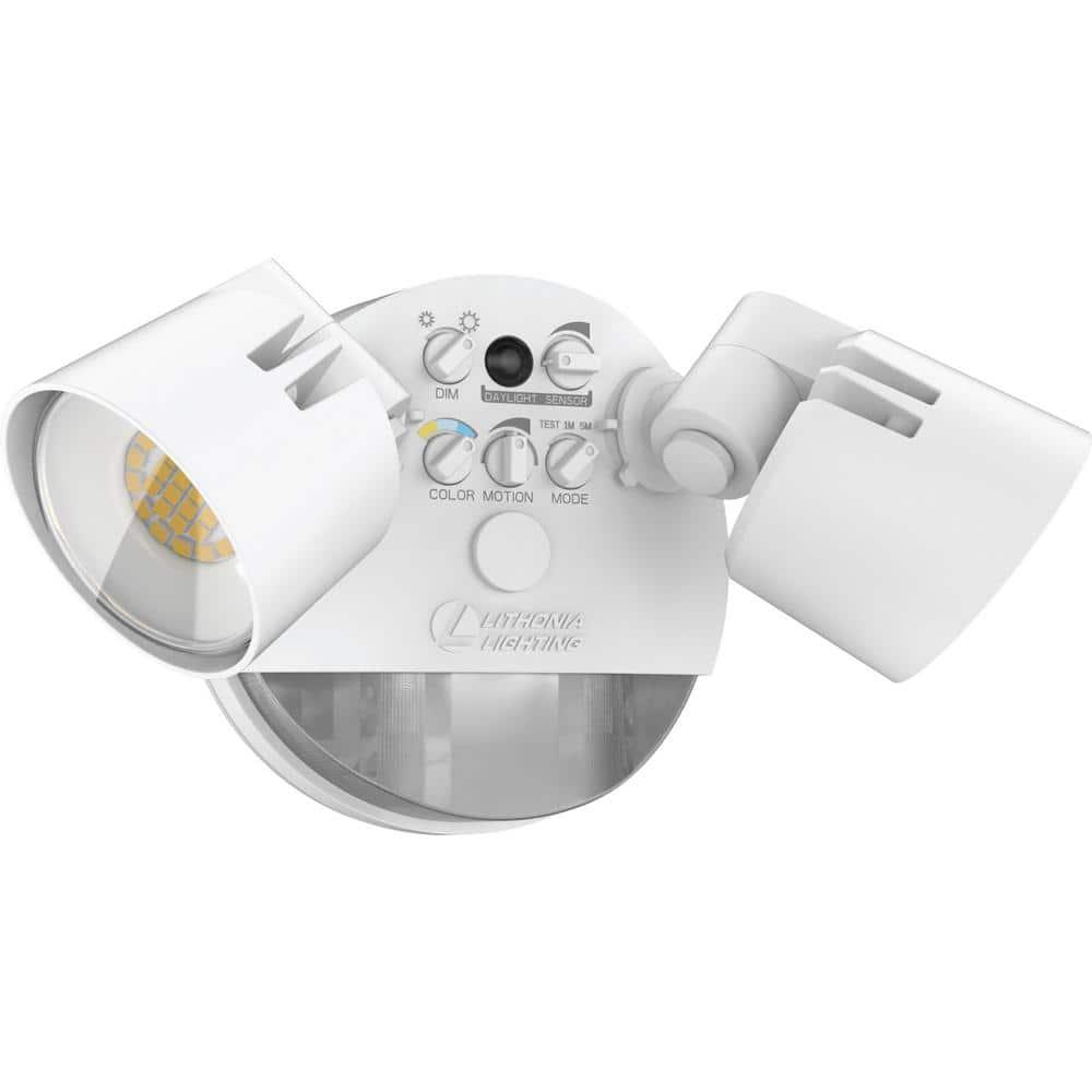 Lithonia Lighting 2 - Head Hardwired Dusk to Dawn Outdoor Security Flood Light with Motion Sensor