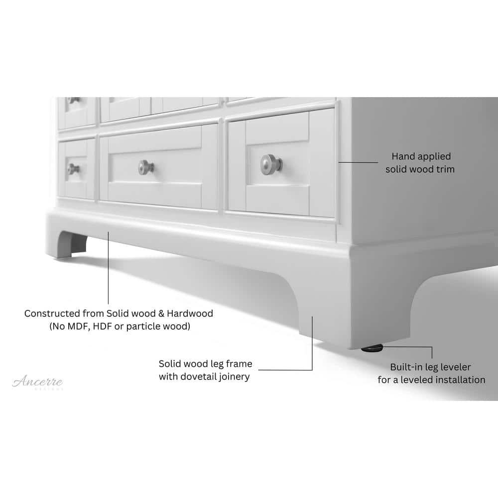 Ancerre Designs Audrey 48" Wood Bathroom Vanity Set with 2 Doors in White