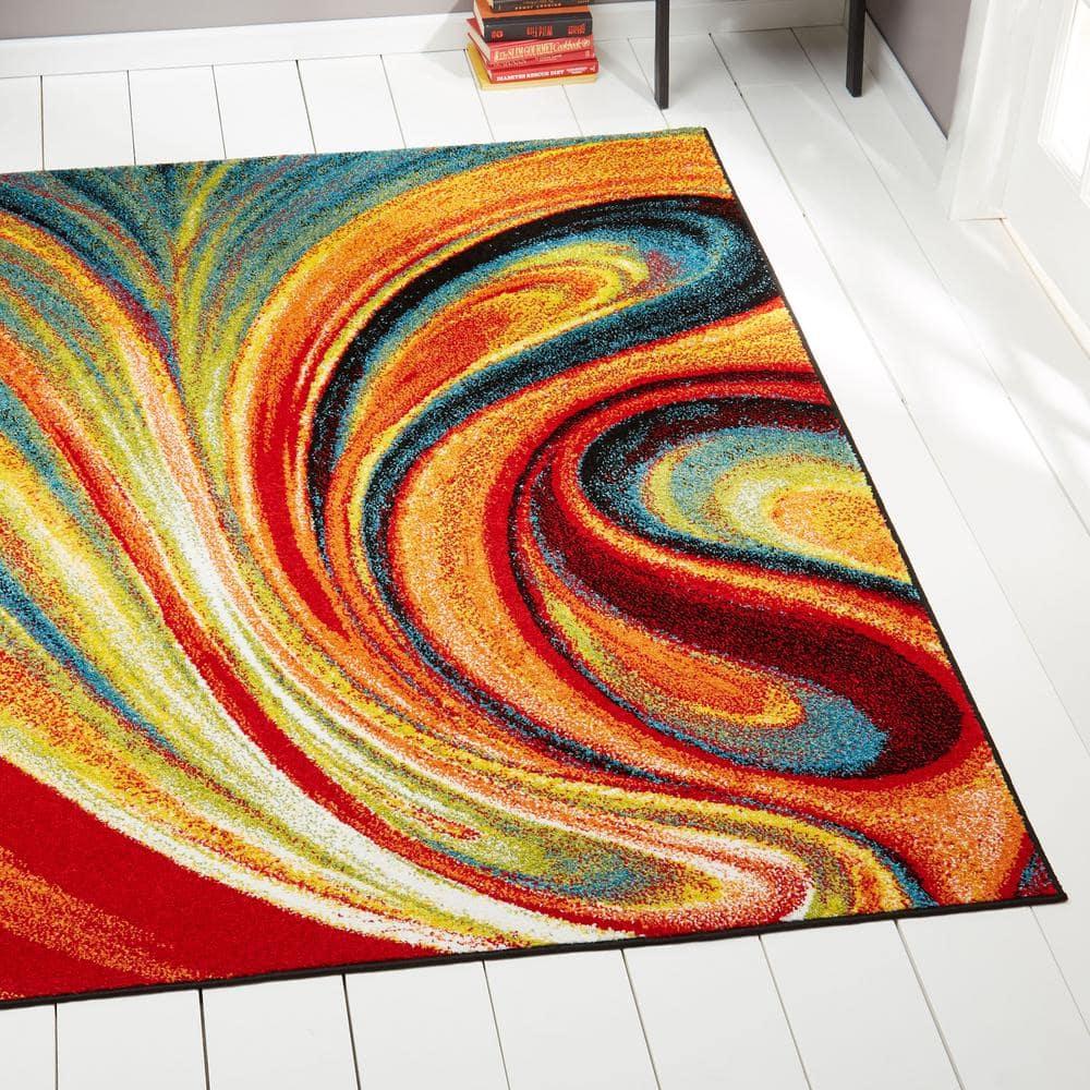 Home Dynamix Splash Adja Contemporary Abstract Swirl Area Rug, Red/Blue, 7'10"x10'2"