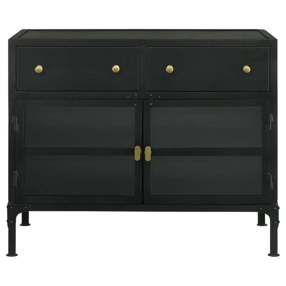 Coaster Sadler 2-drawer Metal Accent Cabinet with Glass Doors Black