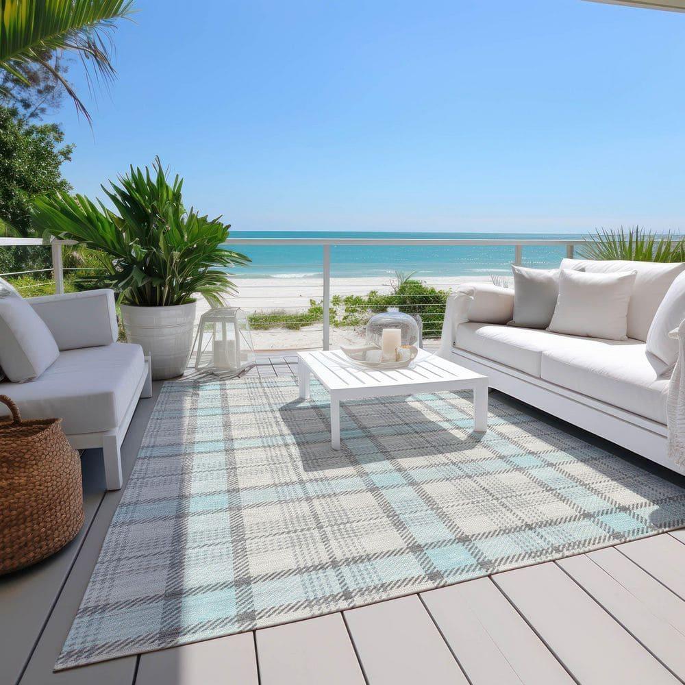 Machine Washable Indoor/Outdoor Chayden ACN1052 Sky Rug