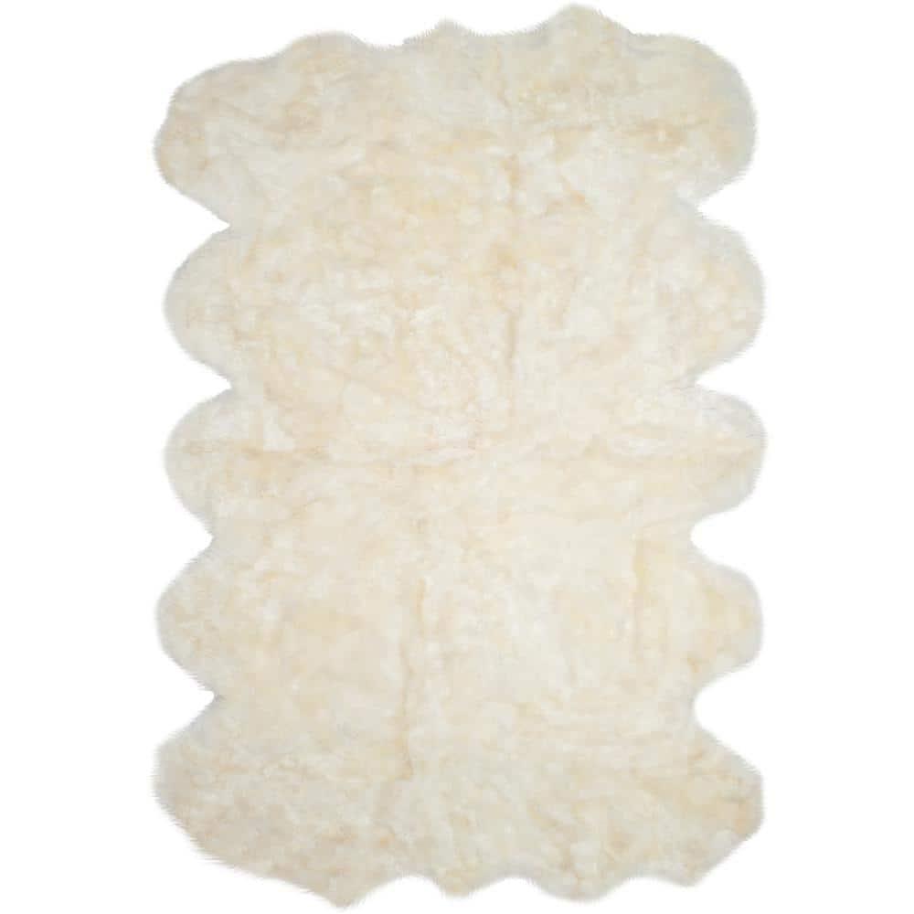 Sheep Skin SHS211 Hand Woven Area Rug - Natural/White - 8'9"x11'9" - Safavieh.