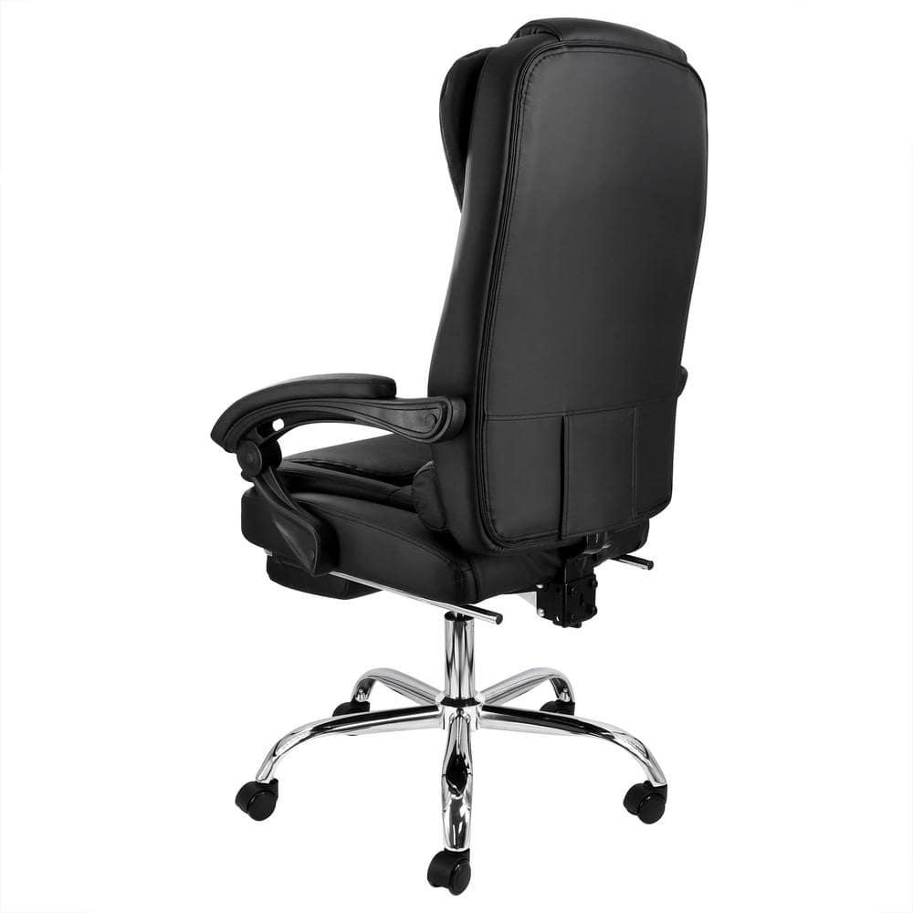 HOMCOM Executive Office Chair with Footrest and Lumbar Support, PU Leather Office Desk Chair, Ergonomic, Reclining and Swivel Chair, Black