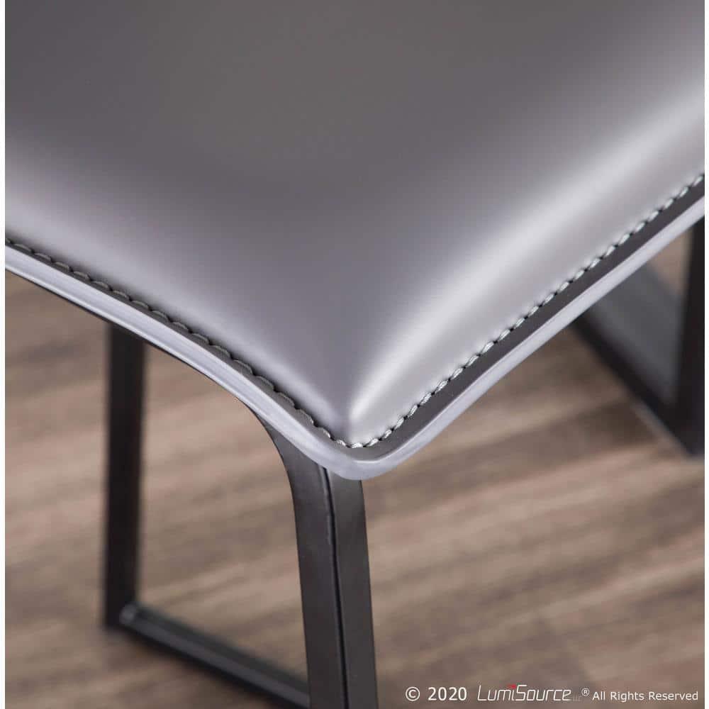 LumiSource Black Metal, Grey PU Mara Counter Stool - Set of 2