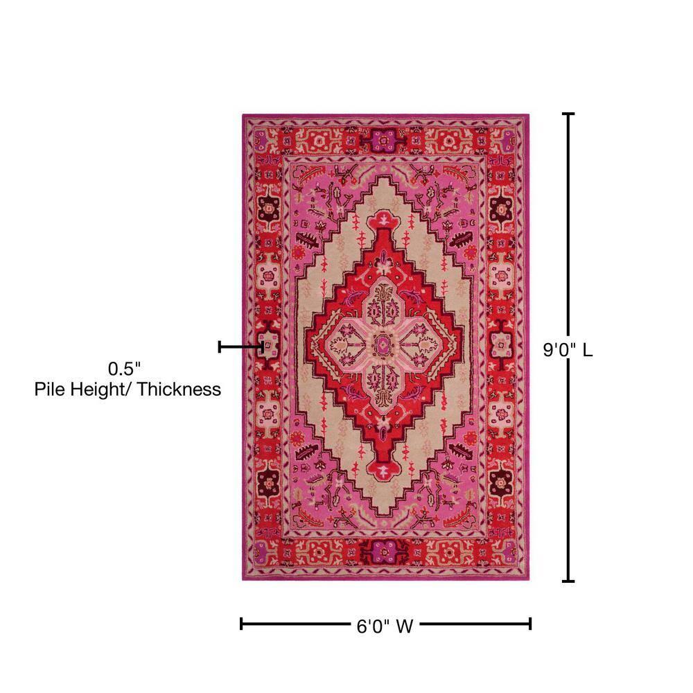Bellagio BLG545 Hand Tufted Area Rug - Red Pink/Ivory - 6'x9' - Safavieh.