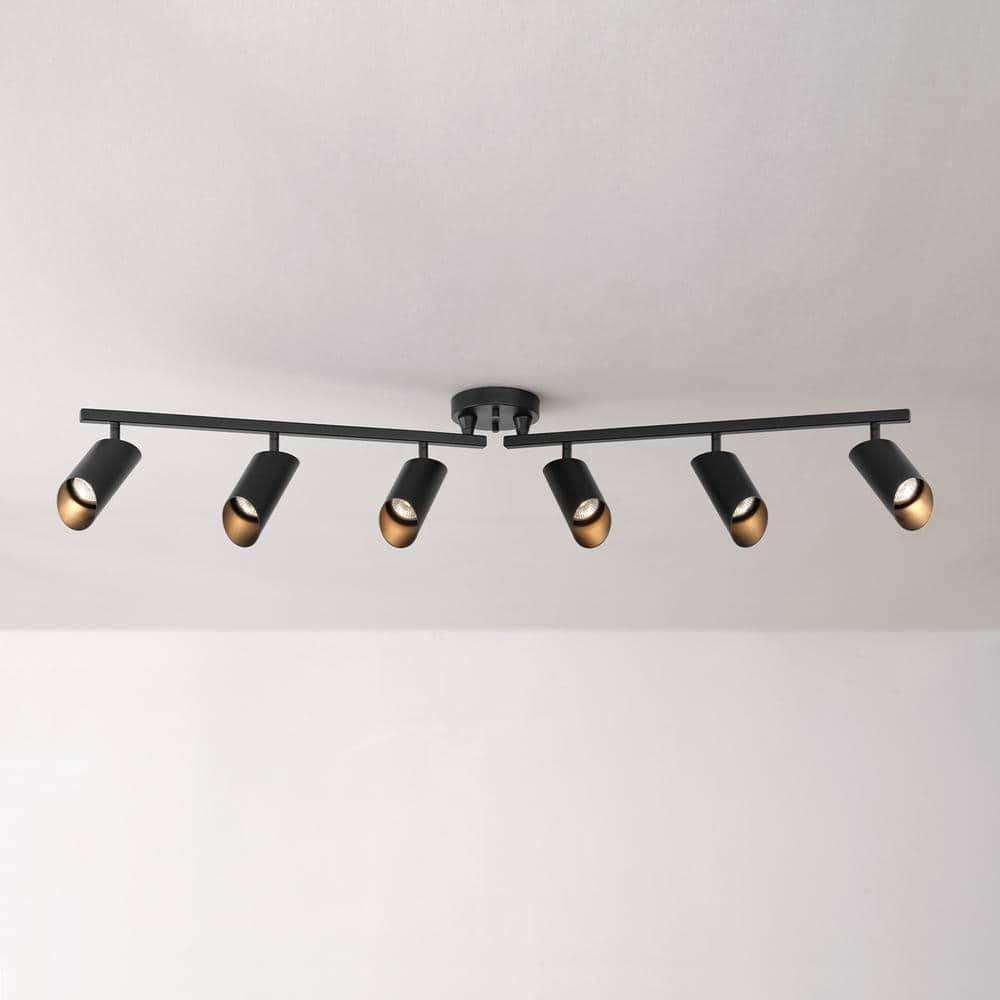 Modern 3.8 ft. Matte Black Foldable Hard Wired Indoor Track Lighting Kit with Adjustable Step Heads