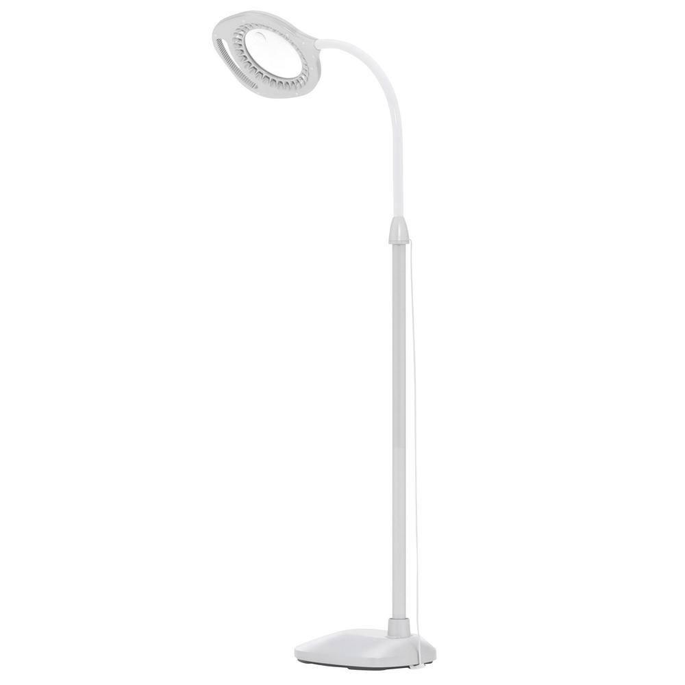 Ottlite 2-in-1 LED Magnifier Floor and Table Light, Silver