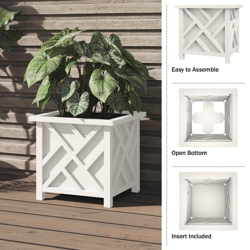 Pure Garden 15.5" Lattice Planter Box, White