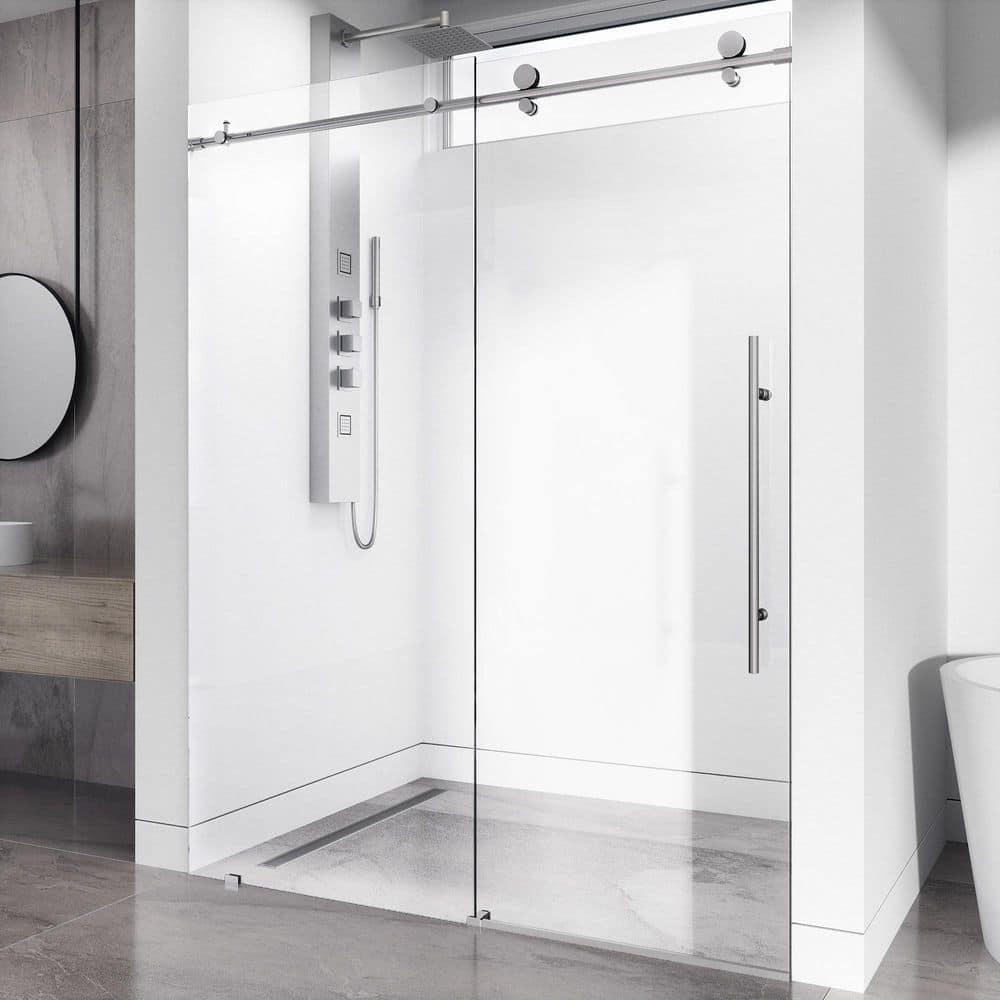 Elan E-Class 68-72" W x 76" H Sliding Frameless Shower Door with 3/8" Clear Glass