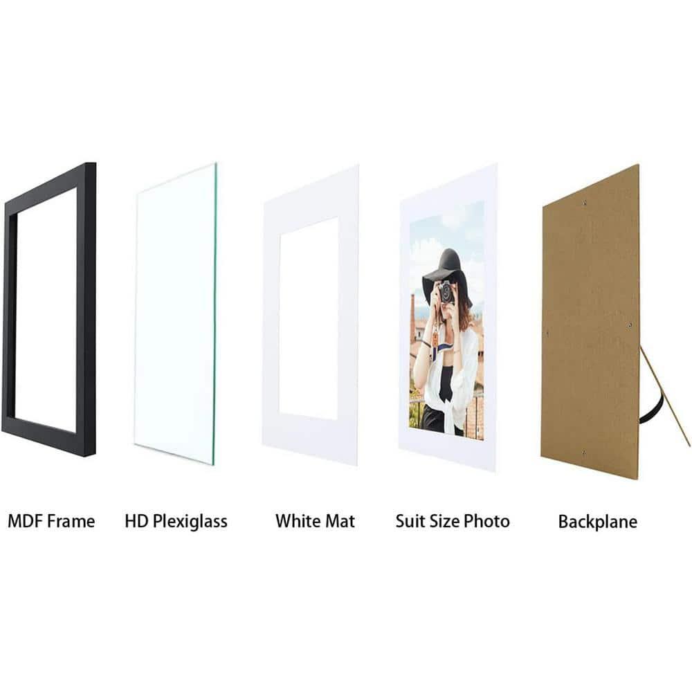 Picrit 8.5x11 Picture Frame Set of 12, Display 6x8 with Mat or 8.5 x 11 without Mat, Photo Frames for Wall Mounting or Table Top Display, Black
