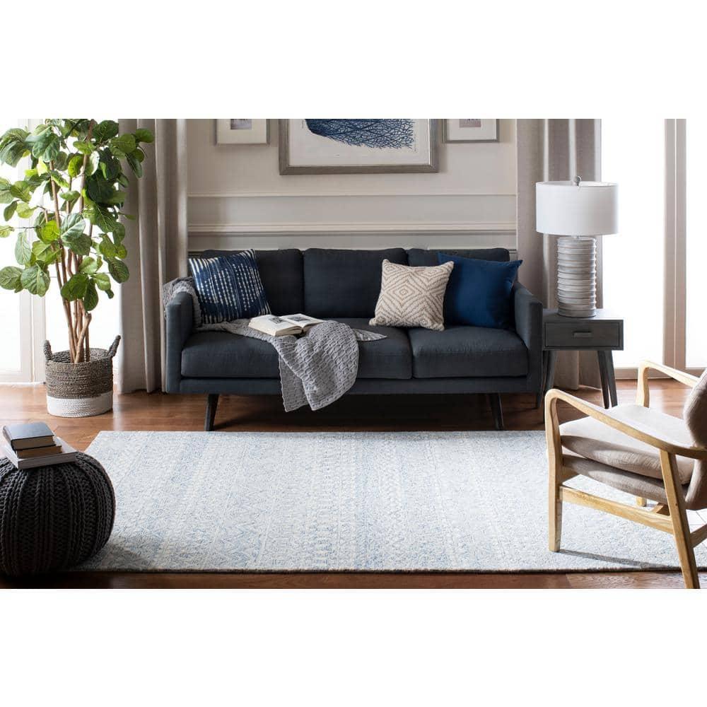 Micro-Loop MLP502 Hand Tufted Indoor Area Rug - Blue/Ivory - 8'x10' - Safavieh