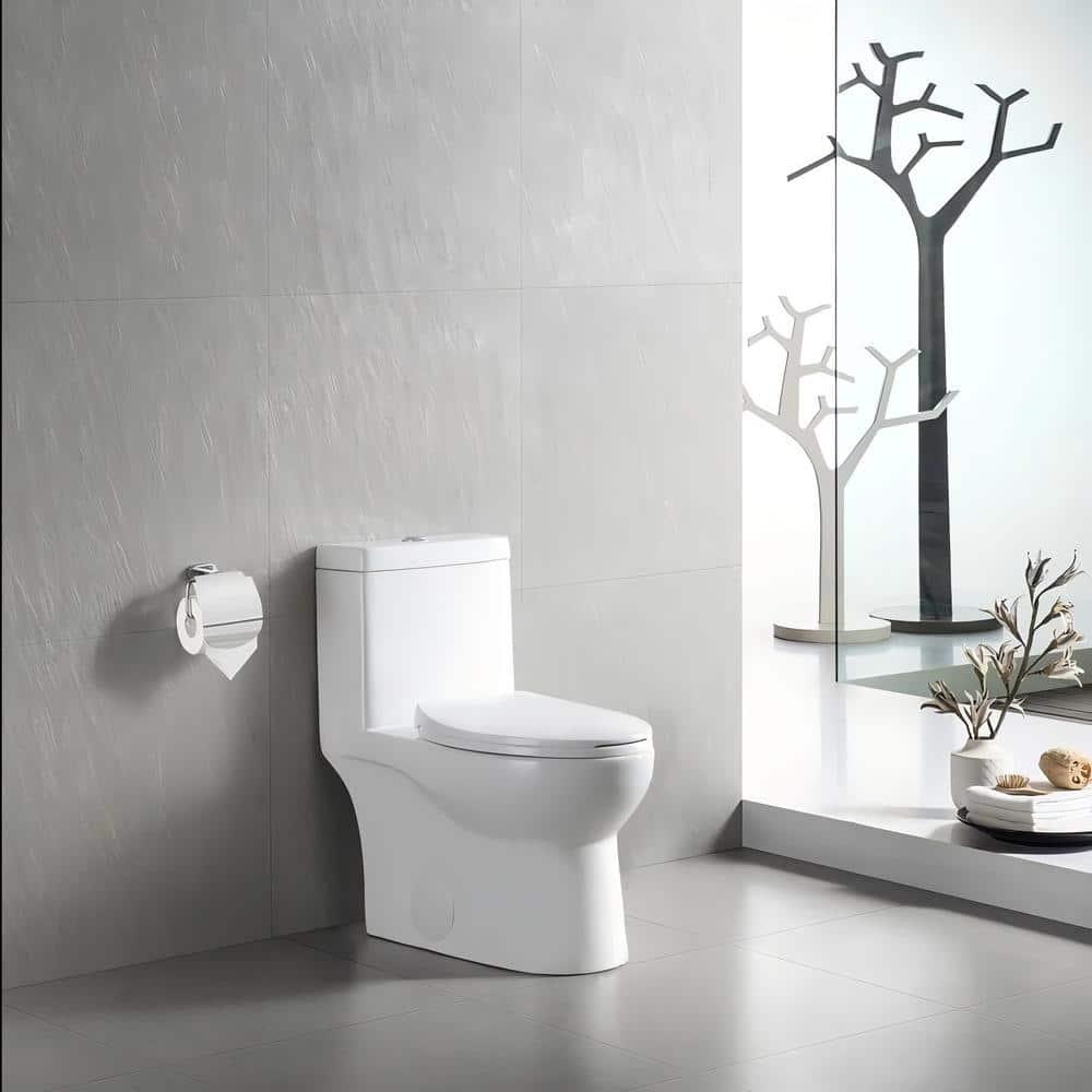 DeerValley Ally Dual-Flush Elongated One-Piece Toilet with Glazed Surface Modern Toilet with Comfort Seat Height  (Seat Included) DV-1F52816