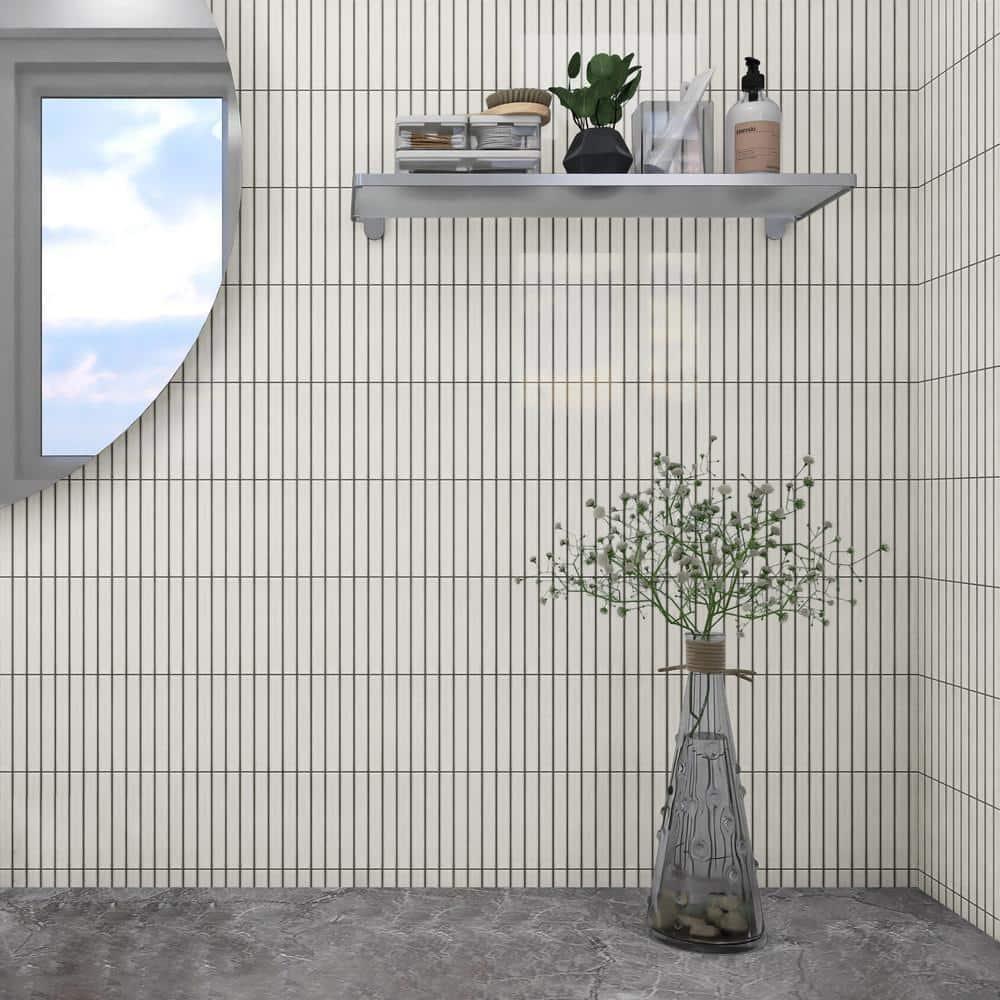 Monogram Stacked 11.19 In. X 11.9 In. Glossy Porcelain Mosaic Floor And Wall Tile (0.92 Sq. Ft. / Each)