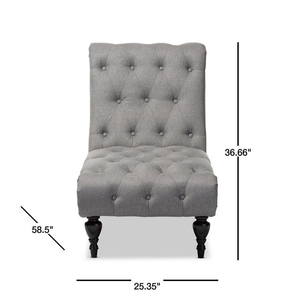 Baxton Studio Layla Mid-century Retro Modern Grey Fabric Upholstered Button-tufted Chaise Lounge