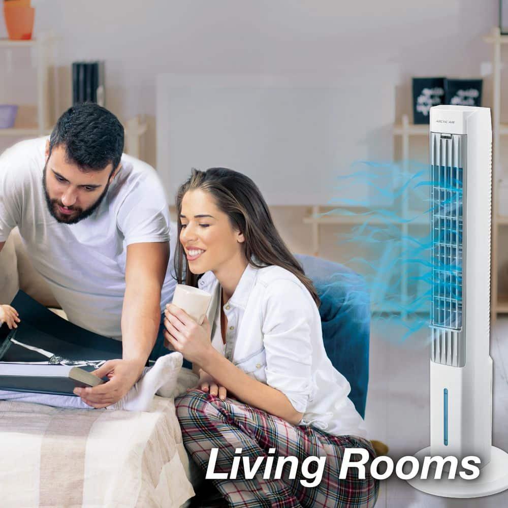 Arctic Air Tower +: Electric Portable Cooling Fan, Quiet Operation, 4 Speeds, Black, 103 CFM, No Assembly Required