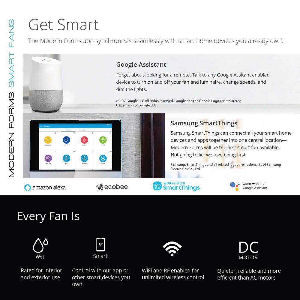 Modern Forms Renegade 8 - Blade Outdoor / Indoor Smart Ceiling Fan with Remote Control and LED Light Kit Included