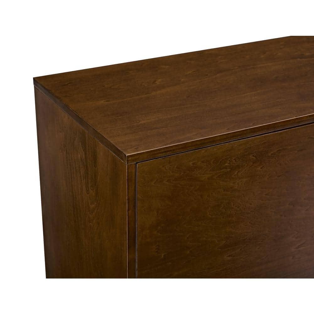 Walker Edison Mid Century Modern-TV Stand Console with 3 Drawers and Closed Cabinet Storage, 60", Walnut