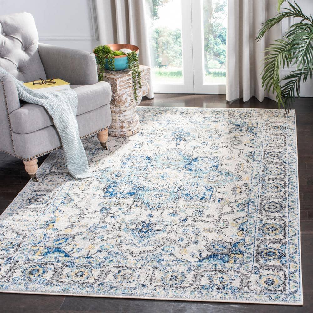Madison MAD603 Power Loomed Indoor Area Rug - Turquoise/Ivory - 6'7"x6'7" - Safavieh