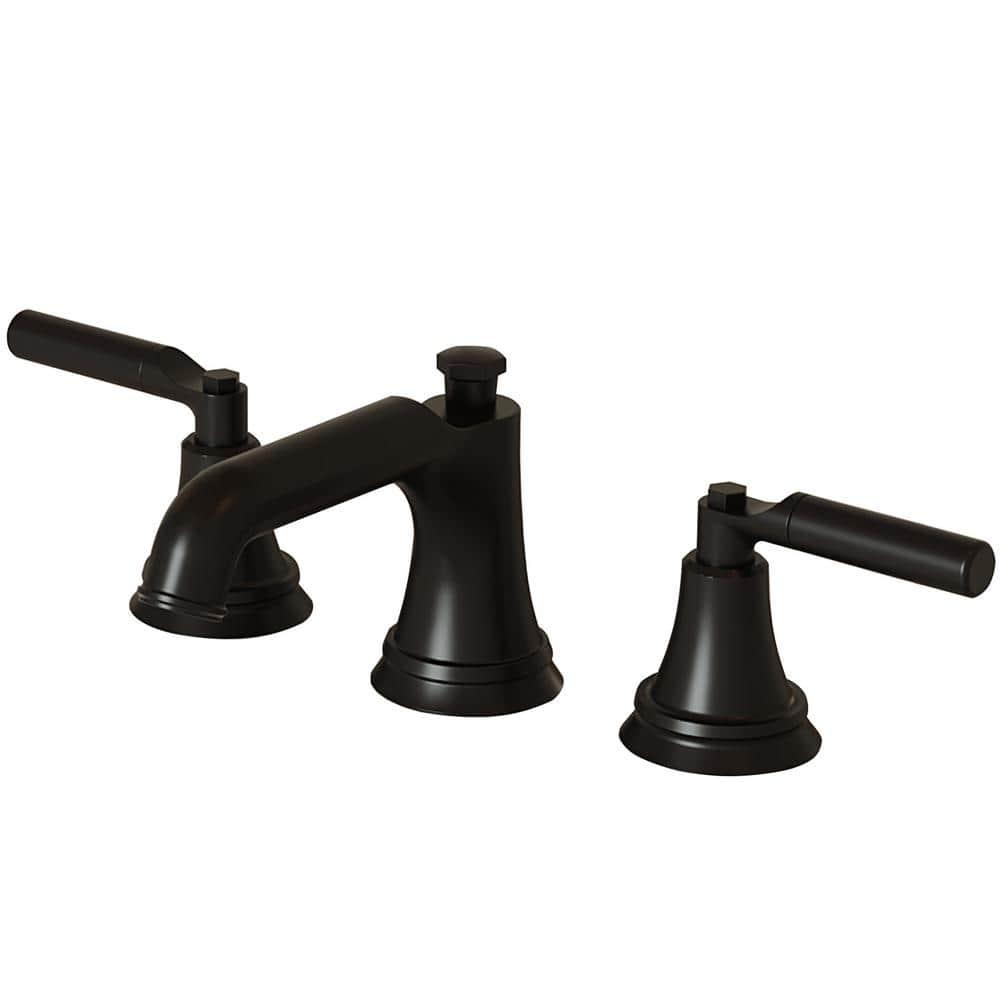 VIBRANTBATH 16456-Black Widespread 2-handle Bathroom Faucet with Drain Assembly