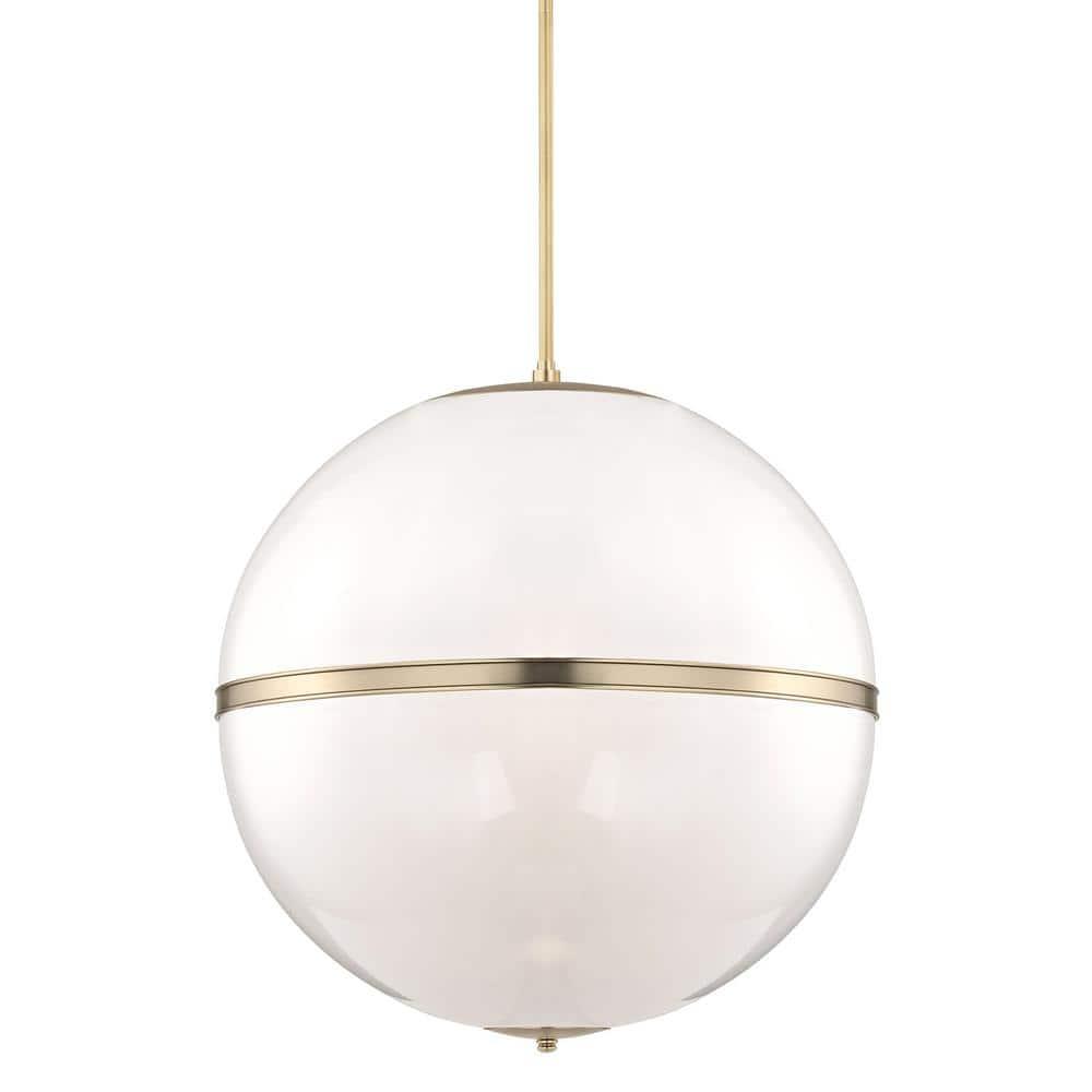 Aurora Aged Brass 4-Light Chandelier with Crystal Glass Shade