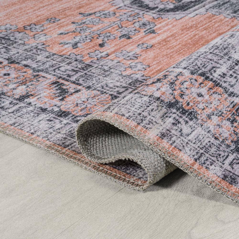 Wincer Chenille Cottage Medallion Machine-Washable Orange/Gray 5 ft. x 8 ft. Area Rug - JONATHAN Y