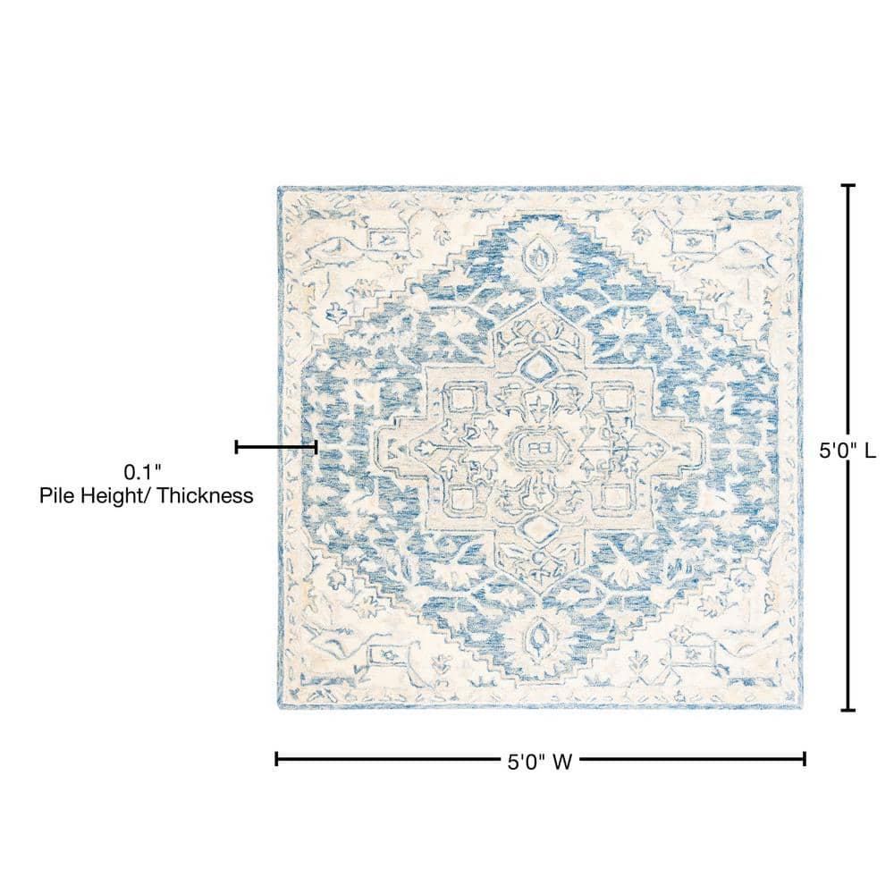 Micro-Loop MLP503 Hand Tufted Area Rug - Blue/Ivory - 5'x5' - Safavieh.