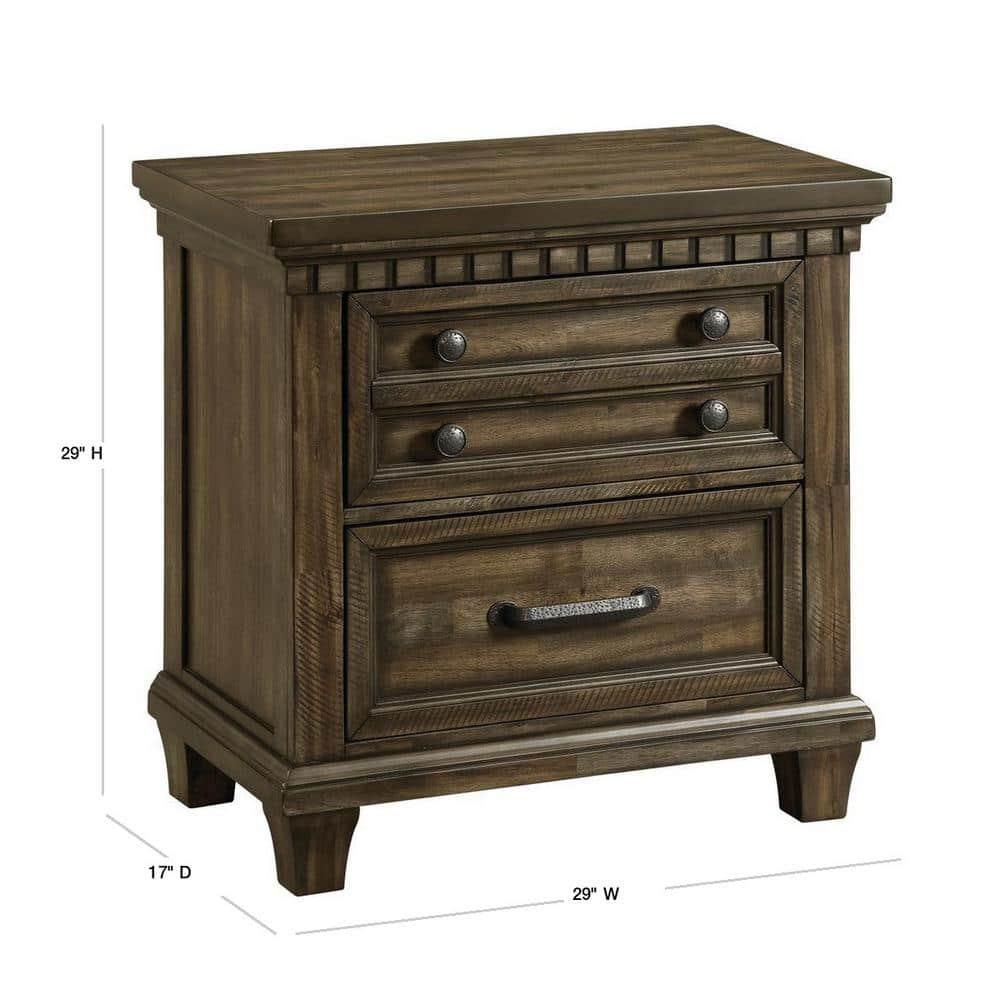 Picket House Furnishings Johnny 2 Drawer Nightstand in Smokey Walnut