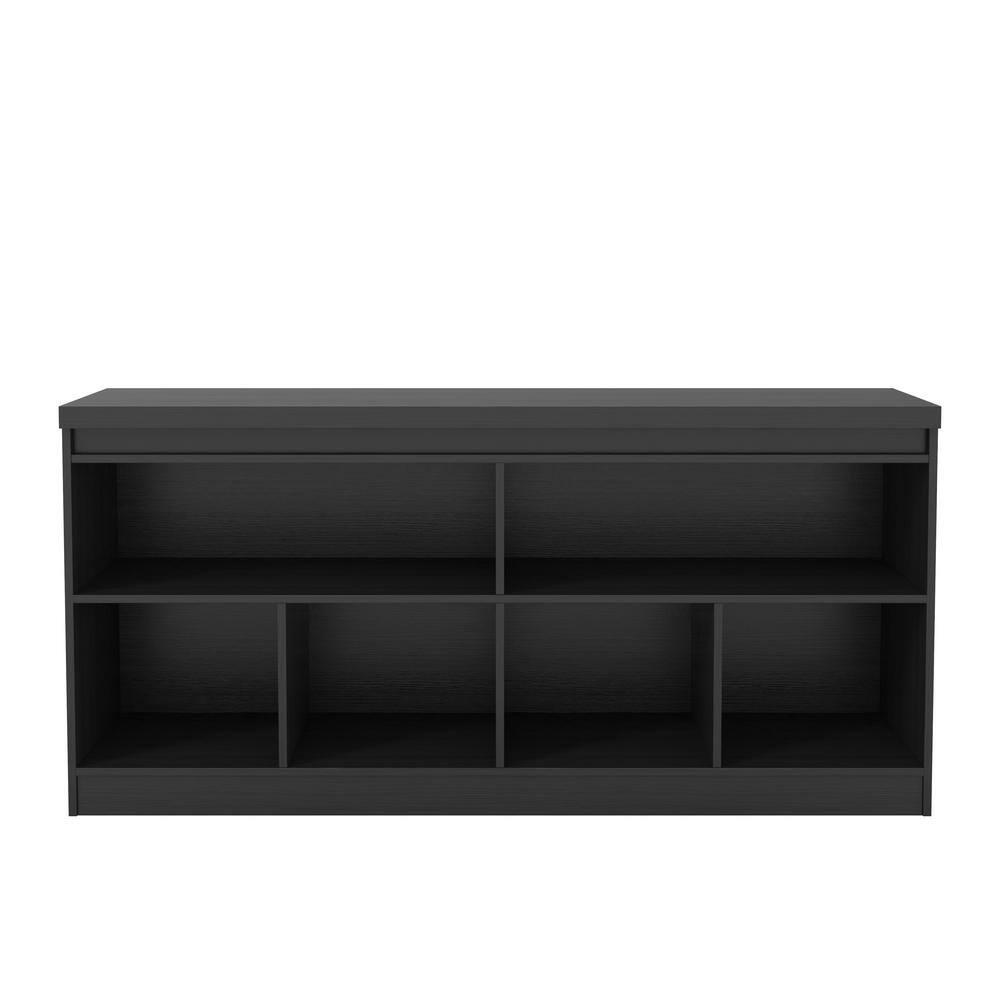 62.99" Viennese 6 Shelves Buffet Cabinet with Mirrors Matte Black - Manhattan Comfort: Modern Console Storage