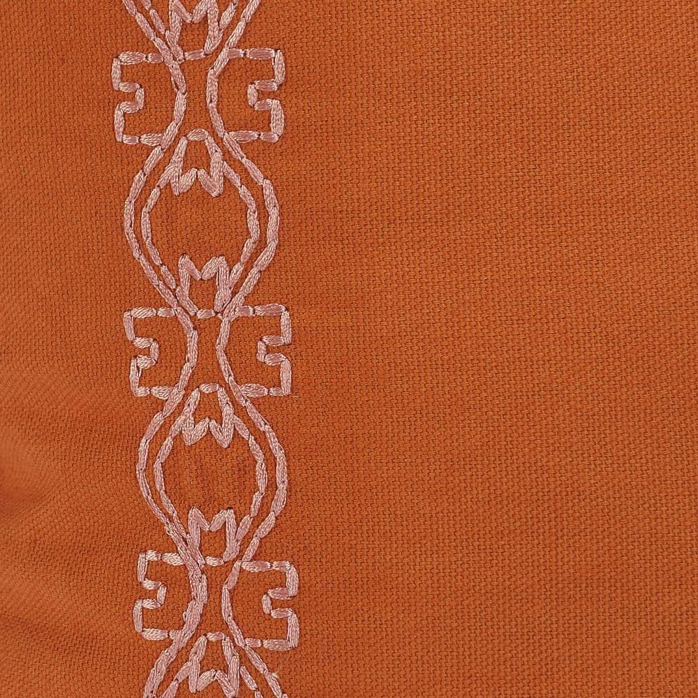Rajani Home Casual Burnt Orange Solid Embroidered Cotton Throw Pillow Set