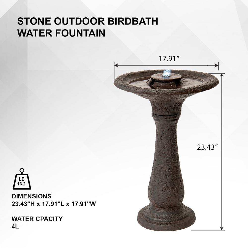 "X-Brand 23.43"" Tiered Resin Birdbath Garden Waterfall Fountain, Dark Brown"