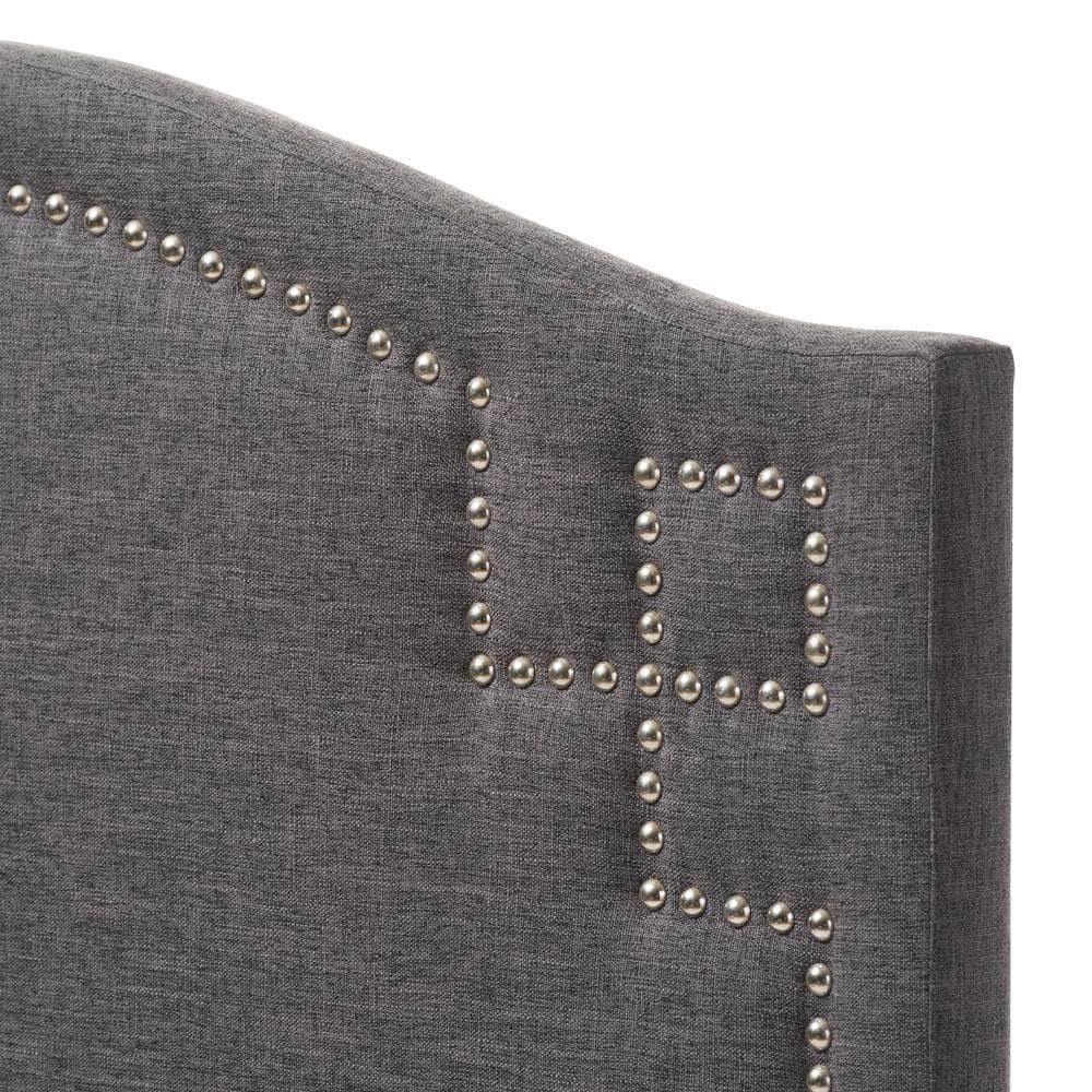 Twin Aubrey Modern And Contemporary Fabric Upholstered Headboard Dark Gray - Baxton Studio: Nailhead Detail, Rubberwood Frame