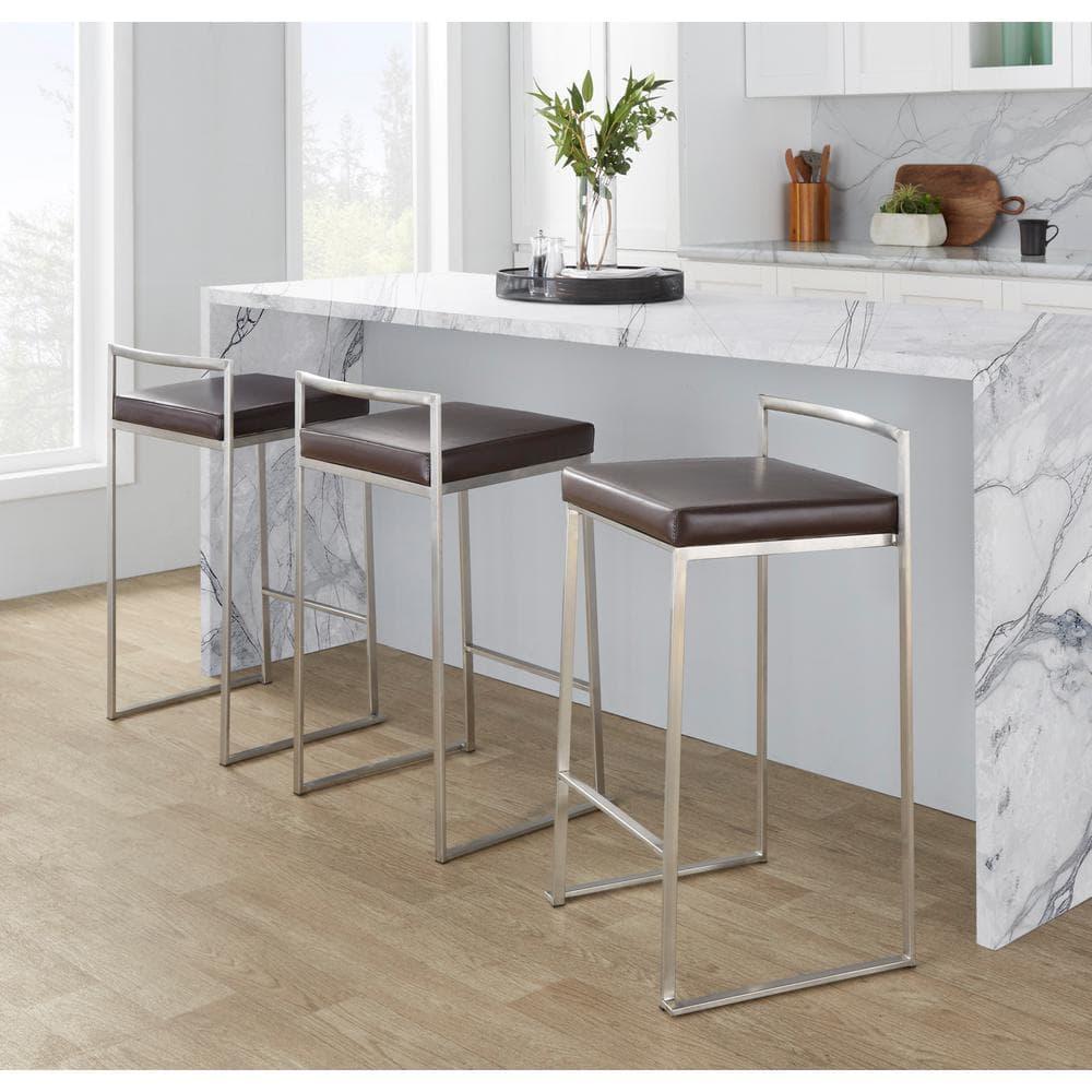 Fuji Stackable Counter Stool  Brown, Set of 2