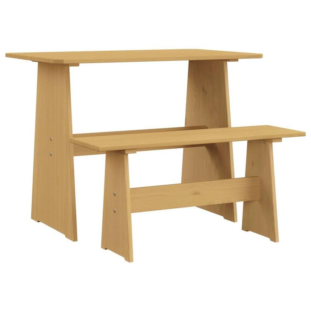 Natural Pine 3-Piece Dining Set with Benches