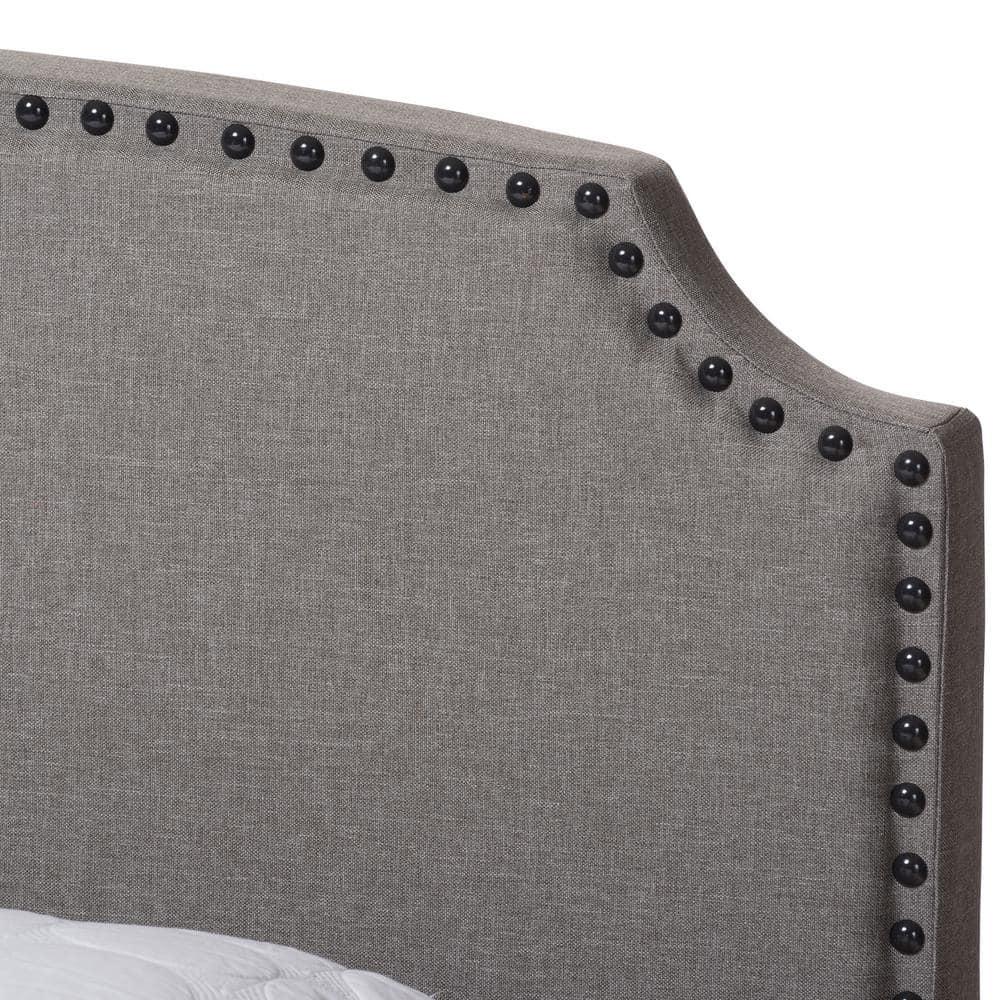 Queen Odette Upholstered Bed with Nailhead Trim - Baxton Studio: Hardwood Frame, Polyester Fill