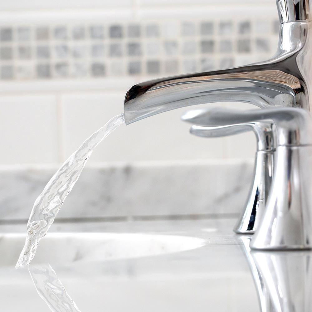 Polished Chrome Widespread Waterfall Bathroom Faucet with Lever Handles