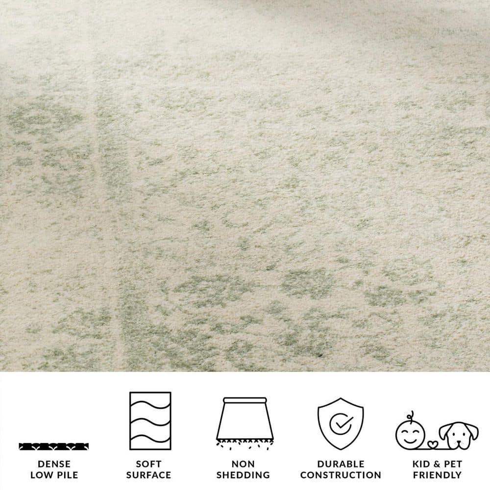 Adirondack ADR109 Machine Made Indoor Area Rug - Ivory/Sage - 6'x9' - Safavieh