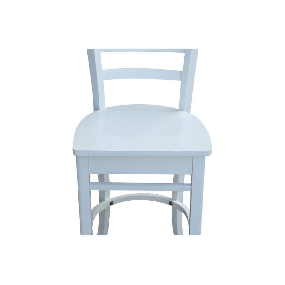 24" Emily Counter Height Barstool White - International Concepts: Hardwood Frame, Ladder-Back Design, Kitchen-Compatible
