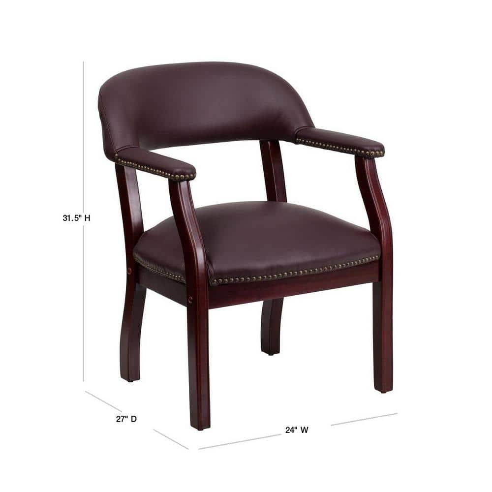 Leather Seat Waiting Room Chair with Wood Frame