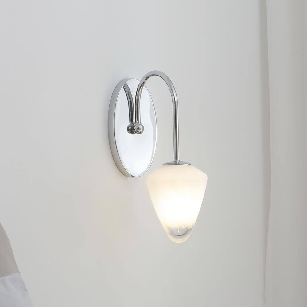 Vidalite VidaLite Nimbus 1-Light Polished Nickle Wall Sconce Light With Snow White Glass Shades, Modern & Contemporary Style Wall Lamp