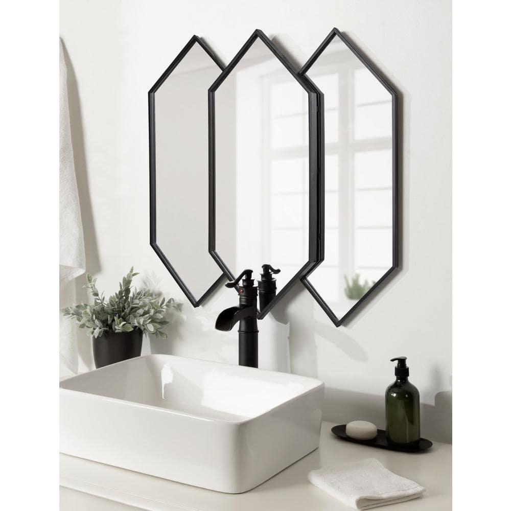 28" x 27" Diaz Framed Wall Mirror Black - Kate & Laurel All Things Decor: Hexagonal, Modern Design, No Assembly Required