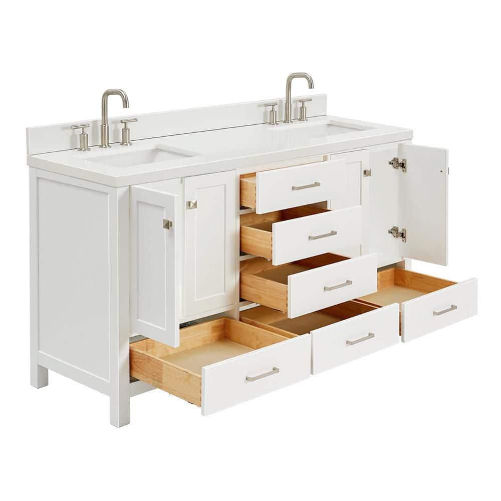 Ariel A067dwqrvo Cambridge 67" Free Standing Double Rectangular Basin Vanity Set - White