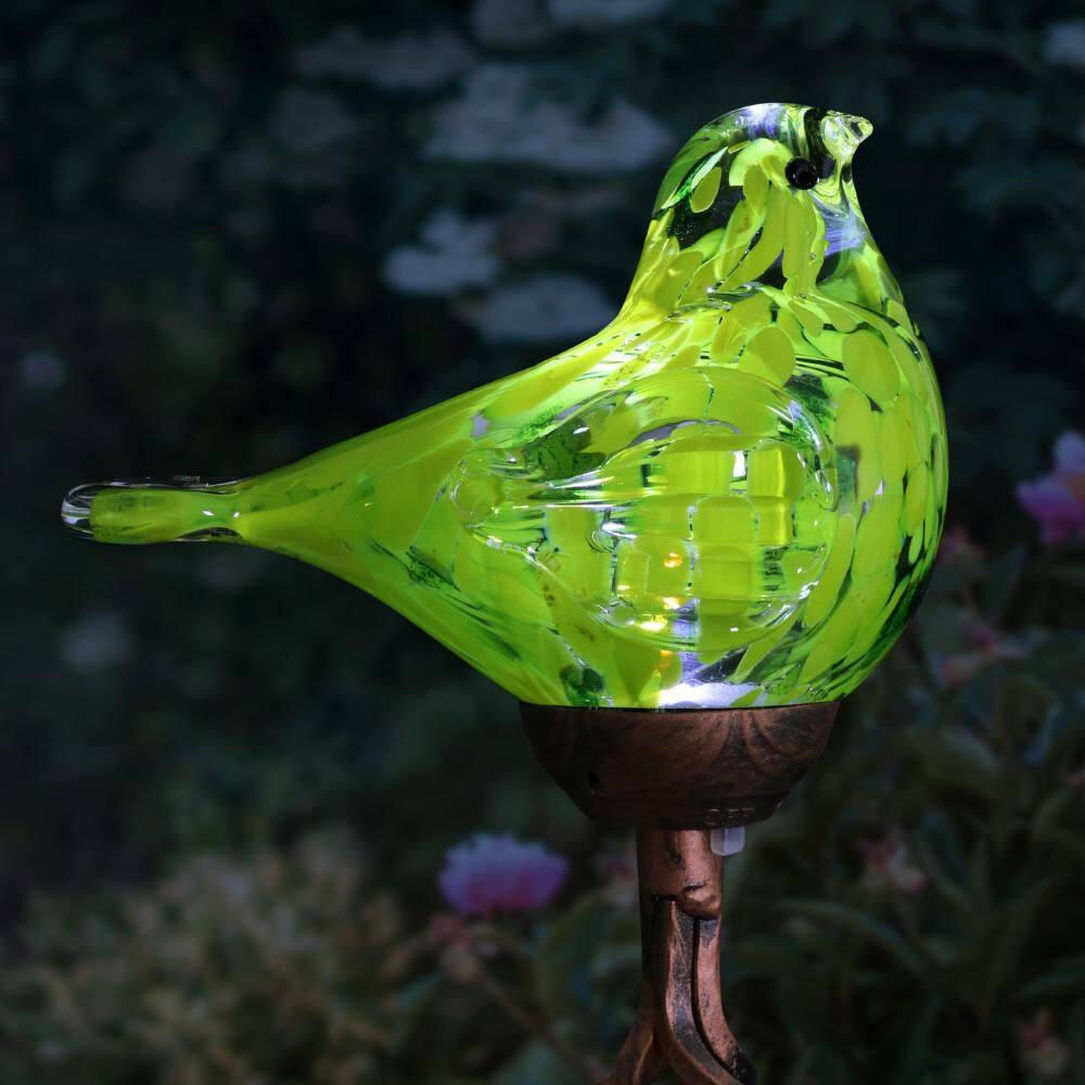 Exhart Exhart Solar Pearlized Hand Blown Glass Bird Garden Stake, 6 by 31 Inches