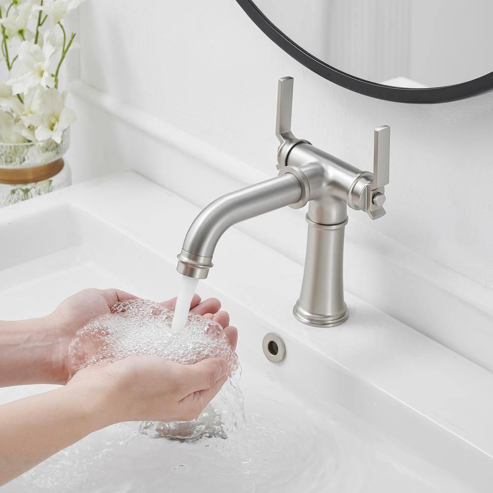 BWE Double Handle Industrial Style Bathroom Faucet Lavatory Mixer Tap Commercial Vanity