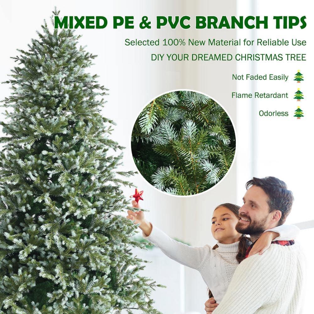 GVN Árbol de Navidad, Árbol de Navidad, Árbol de Navidad, Árbol de Abeto Artificial con Bisagras de 8 Pies con Puntas de PVC y PE Mixtas