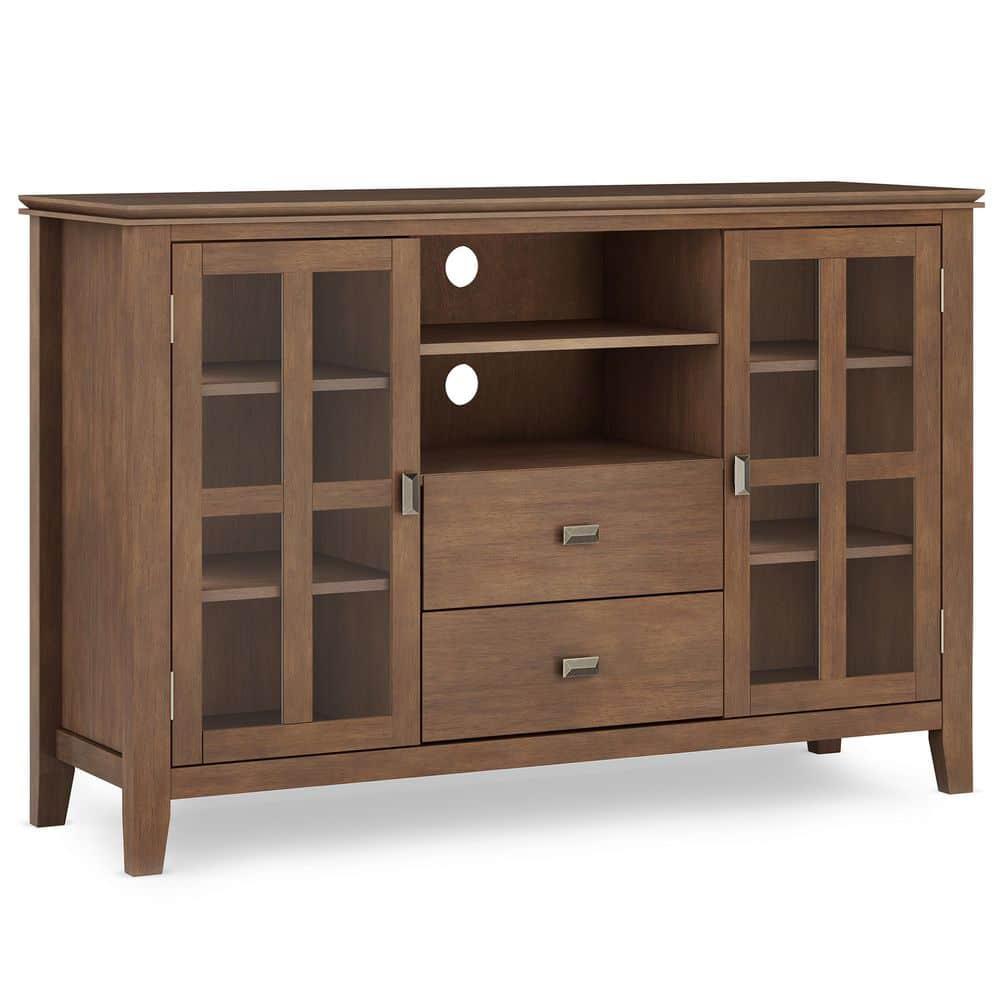 Simpli Home Artisan 53"W Solid Wood Contemporary Tall TV Stand for TVs up to 60" with Adjustable Shelves